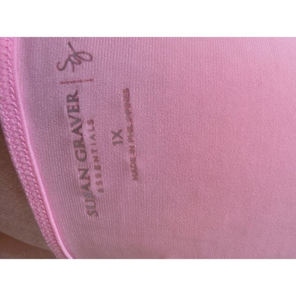 Susan Graver Essentials Pink V-Neck Top Size 1X Liquid Knit - Picture 4 of 6